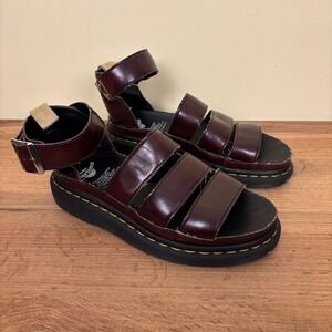DR. MARTENS Clarissa II Leather Strap Sandal Brown Brando Women Size 8 Gladiator